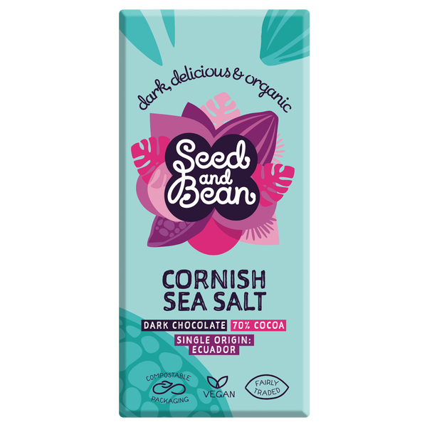 Cornish Sea Salt Extra Dark Chocolate 75g Bar (70% Cocoa)