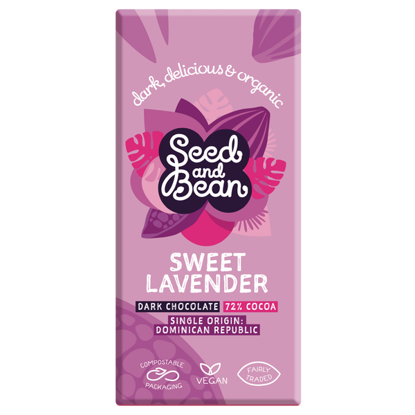 Sweet Lavender Extra Dark Chocolate 75g Bar (72% Cocoa)