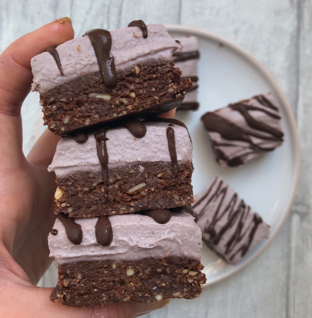 Coconut & Raspberry Brownie Cheesecake Bars