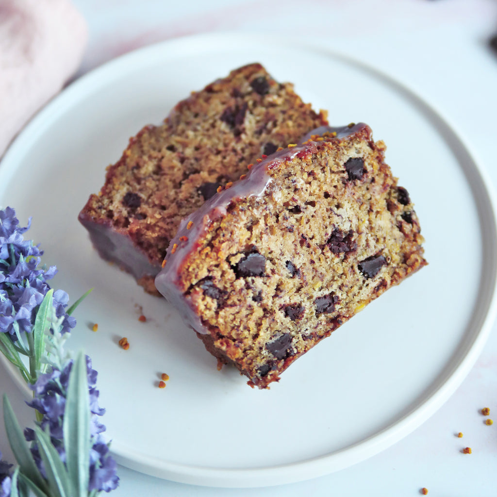 Vegan Banana Bread with Lavender Chocolate Chunks