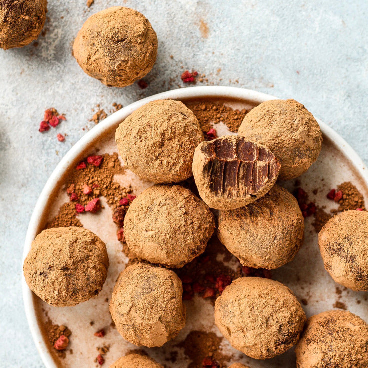 Coconut & Raspberry Dark Chocolate Truffles