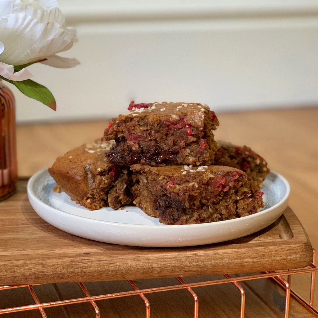 Coconut & Raspberry Blondies