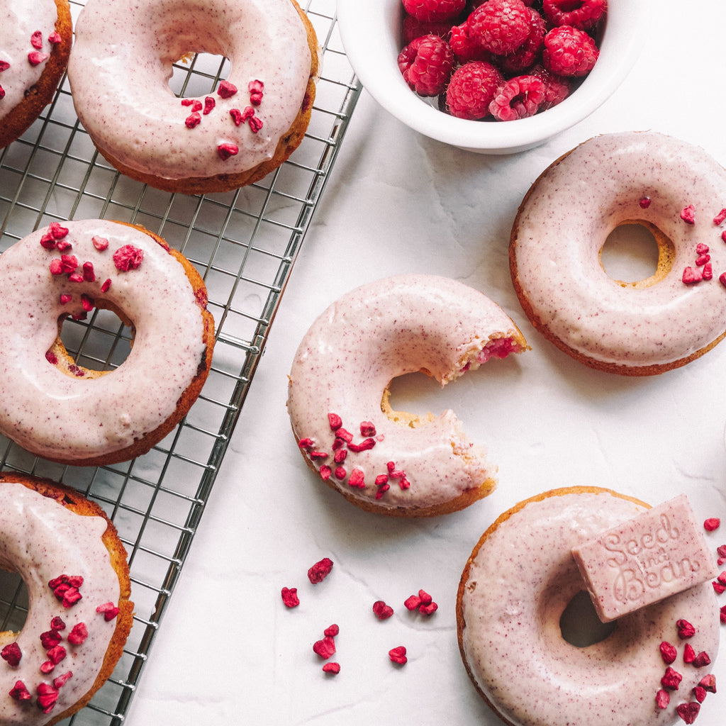 Vanilla Bean and Raspberry Baked Doughnuts
