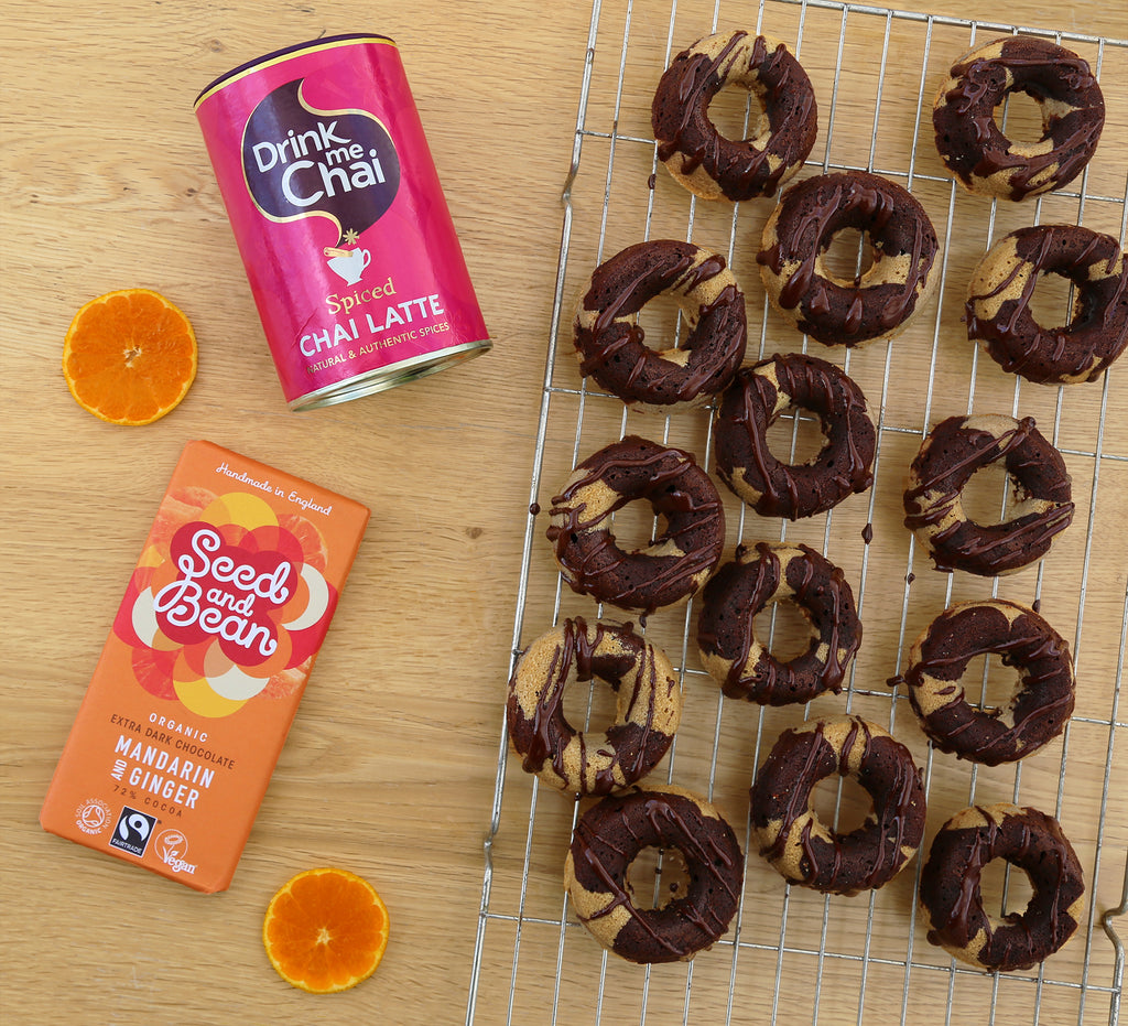 Mandarin, Ginger and Chai Chocolate Doughnuts