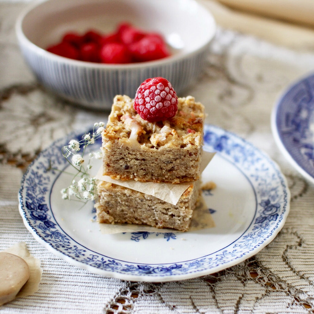 Raspberry and White Chocolate Blondies