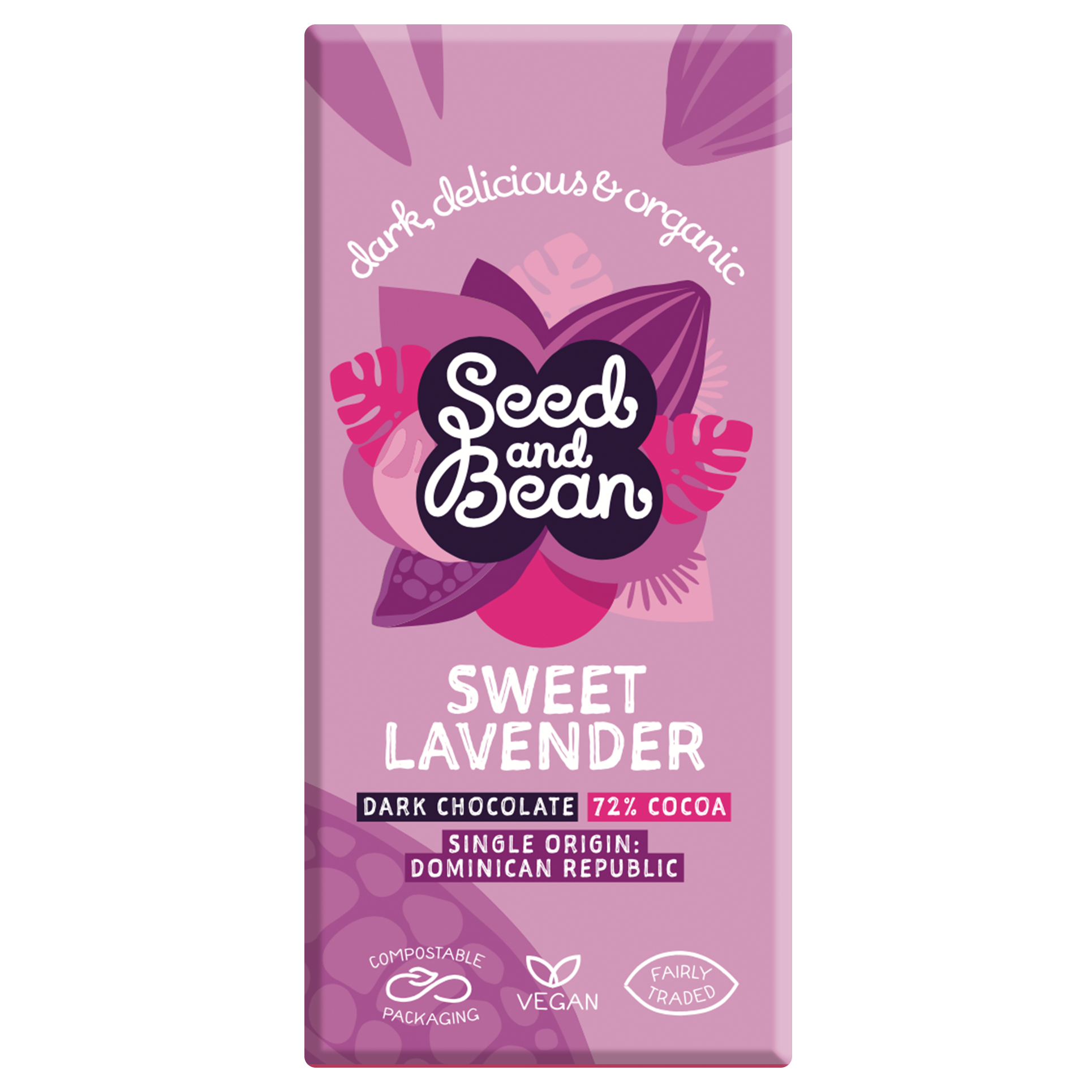 Sweet Lavender Extra Dark Chocolate 75g Bar (72% Cocoa)