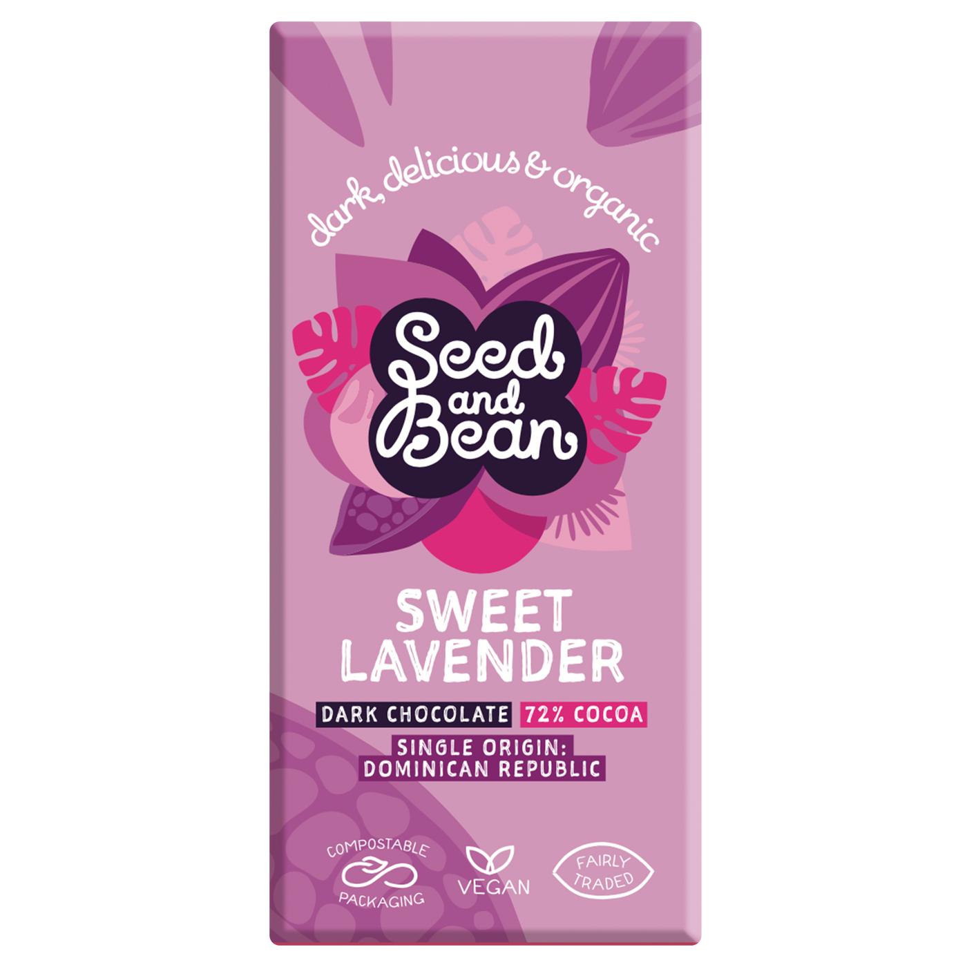 Sweet Lavender Extra Dark Chocolate 75g Bar (72% Cocoa)