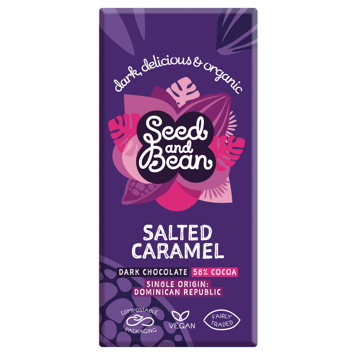 Salted Caramel Dark Chocolate 75g Bar (58% Cocoa)