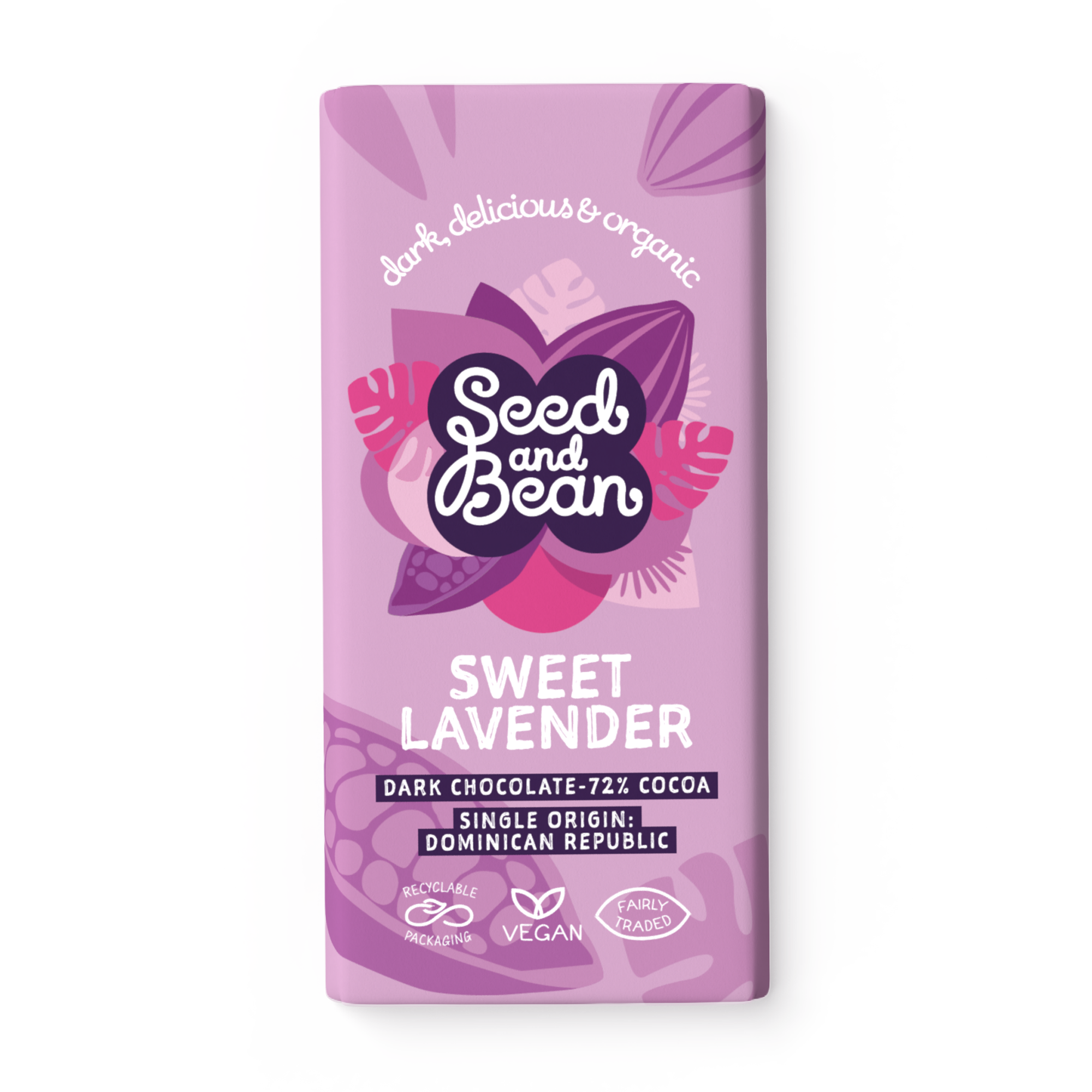 Sweet Lavender Extra Dark Chocolate 75g Bar (72% Cocoa)