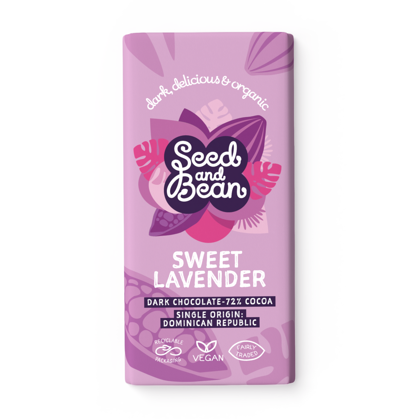 Sweet Lavender Extra Dark Chocolate 75g Bar (72% Cocoa)