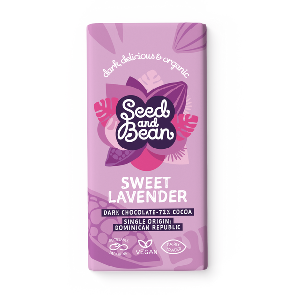 Sweet Lavender Extra Dark Chocolate 75g Bar (72% Cocoa)