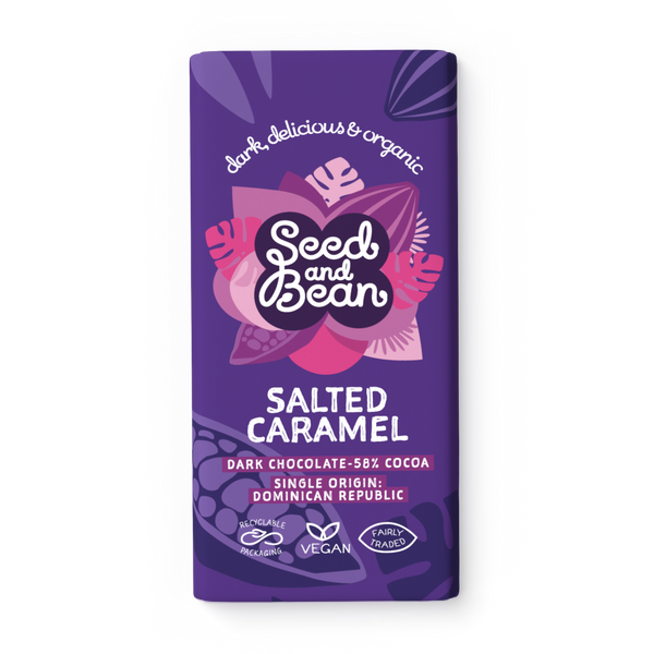 Salted Caramel Dark Chocolate 75g Bar (58% Cocoa)
