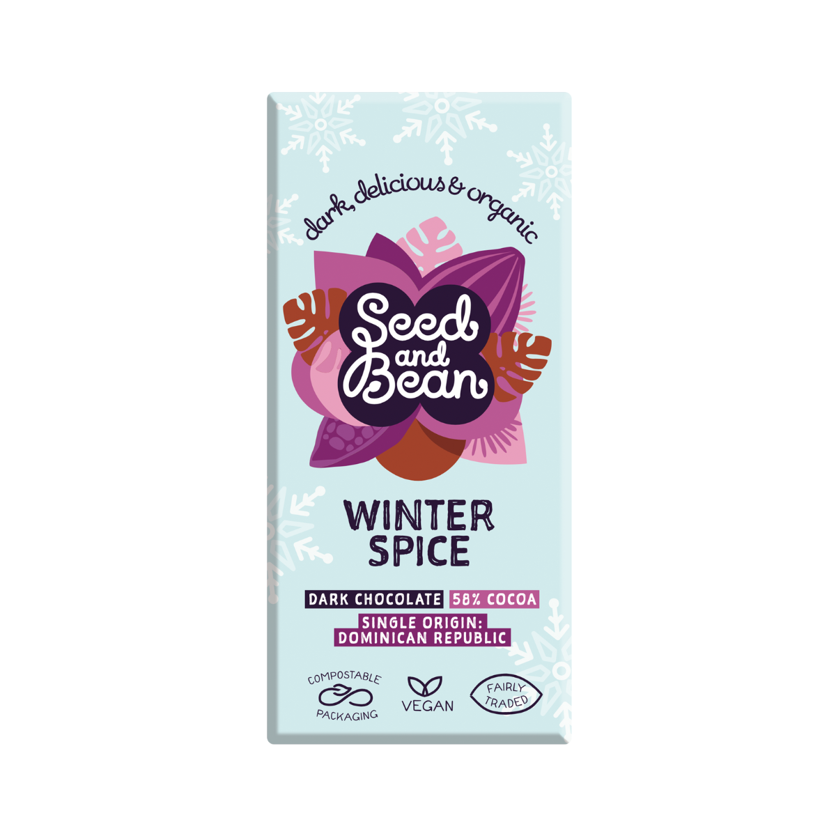 LIMITED EDITION Winter Spice Dark Chocolate 75g Bar (58% Cocoa)