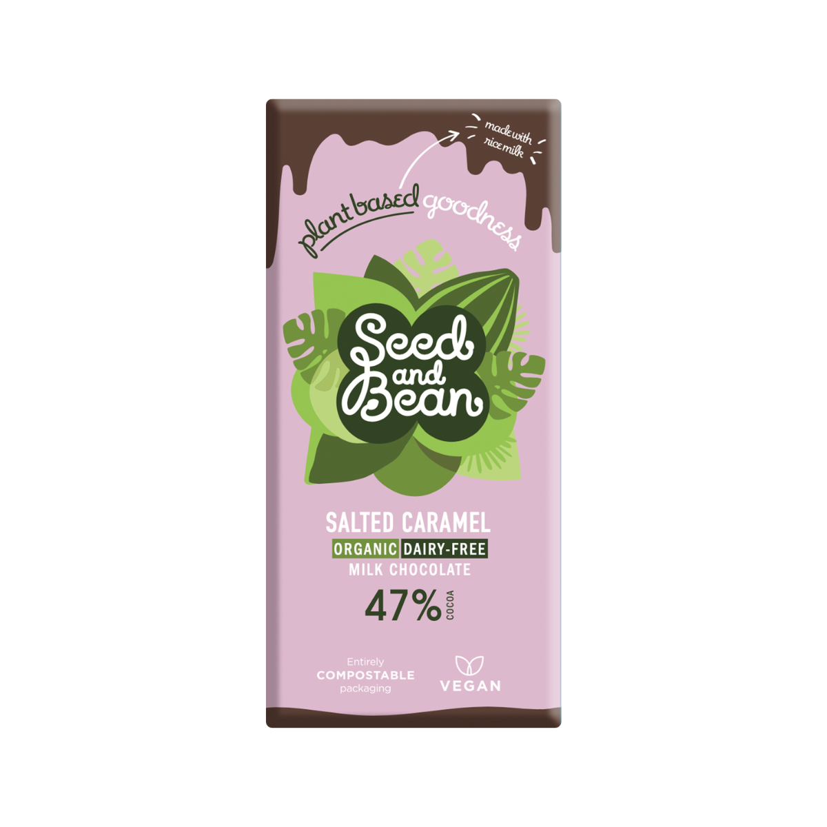 Salted Caramel "M*lk" Chocolate - Plant Based 75g Bar (47% Cocoa)